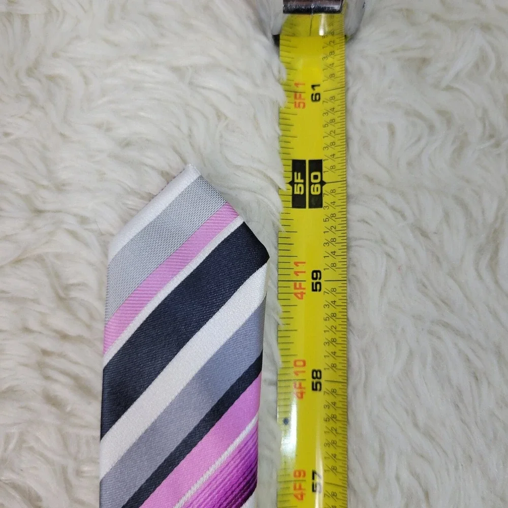 Stafford Striped Necktie Men's Pink Gray White Print Wedding‎ Suit Polyester Tie
